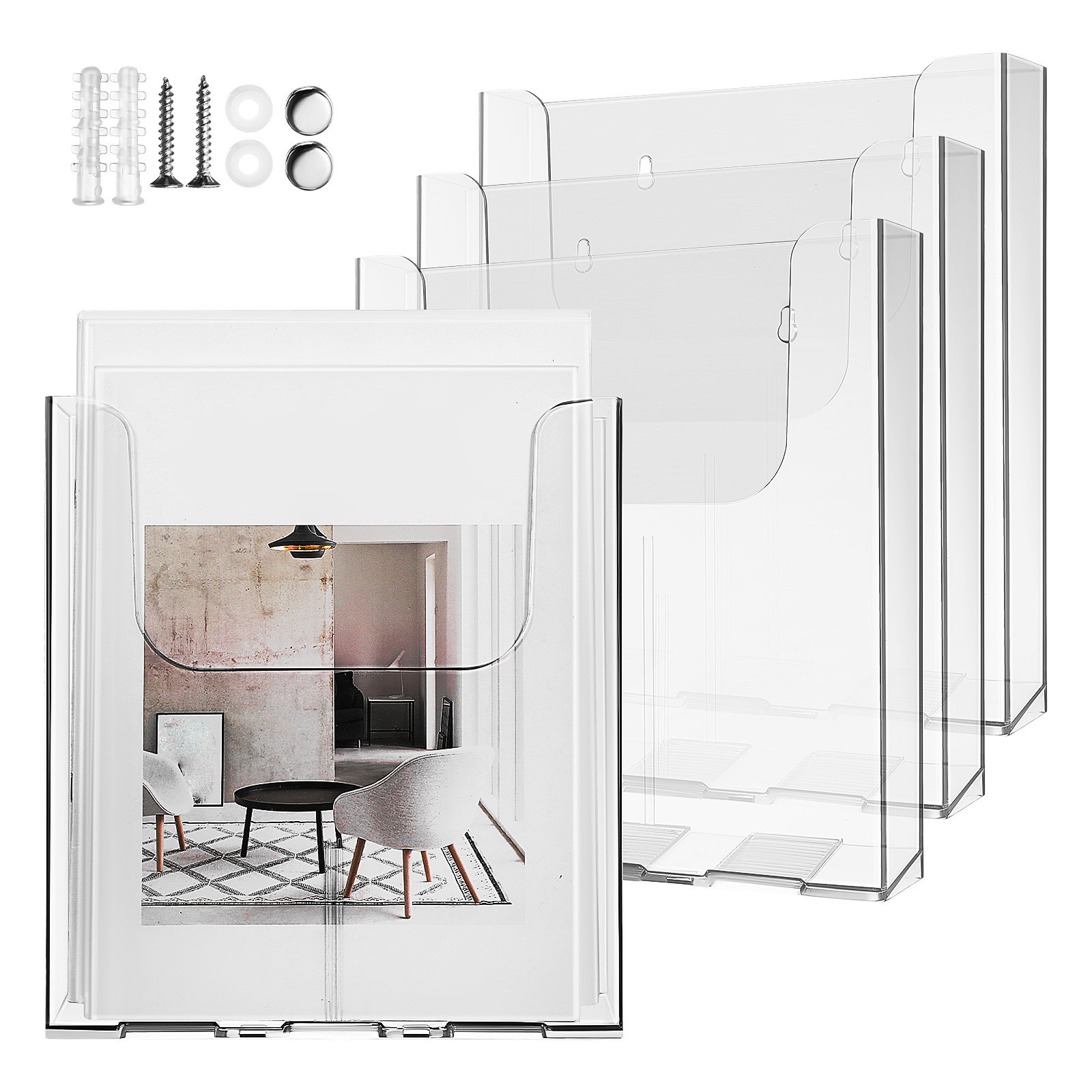 Document Holder Stand - 4 шт. настенных акриловых держателя для