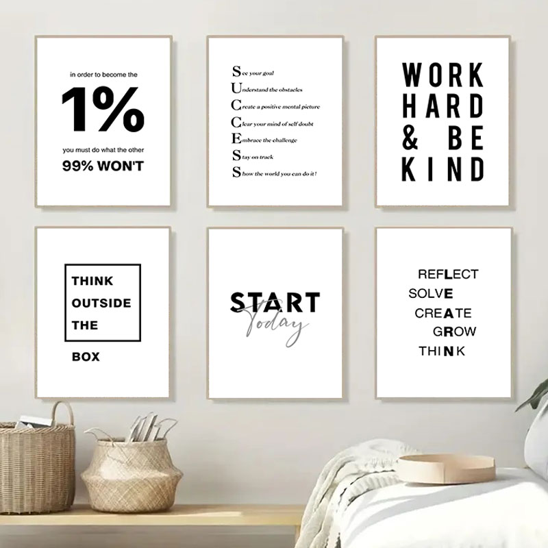 Home Office Room Inspiration - 1 шт. Простой черно-белый холст с